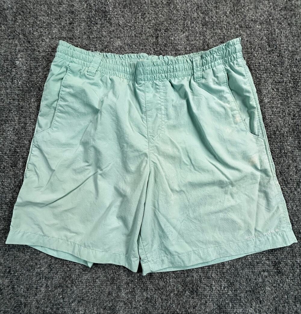 Columbia PFG Omni-Shade Fishing Shorts Youth Kids Large Mint Green